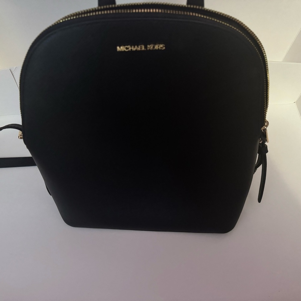 Black and Gold Genuine Refined Leather MK Backpack